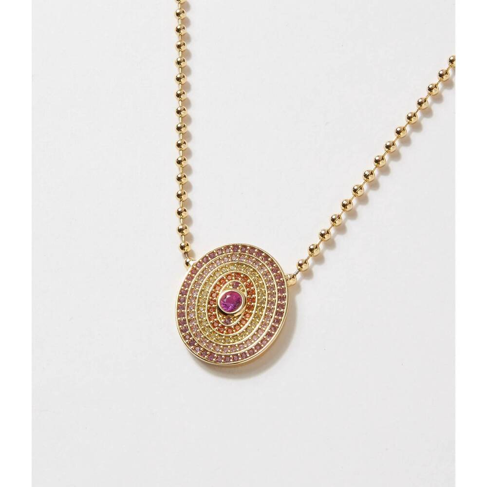 NEW NATIVE GEM women's gemstone disc necklace in pink/gold